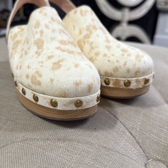 J. Crew Calf Haiar Convertible Strap Leather Wooden Clogs Size 6 - Picture 2 of 14